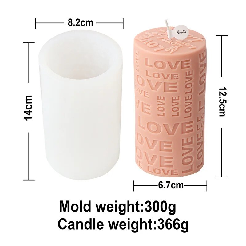 LOVE Cube & Cylindrical Candles Mold