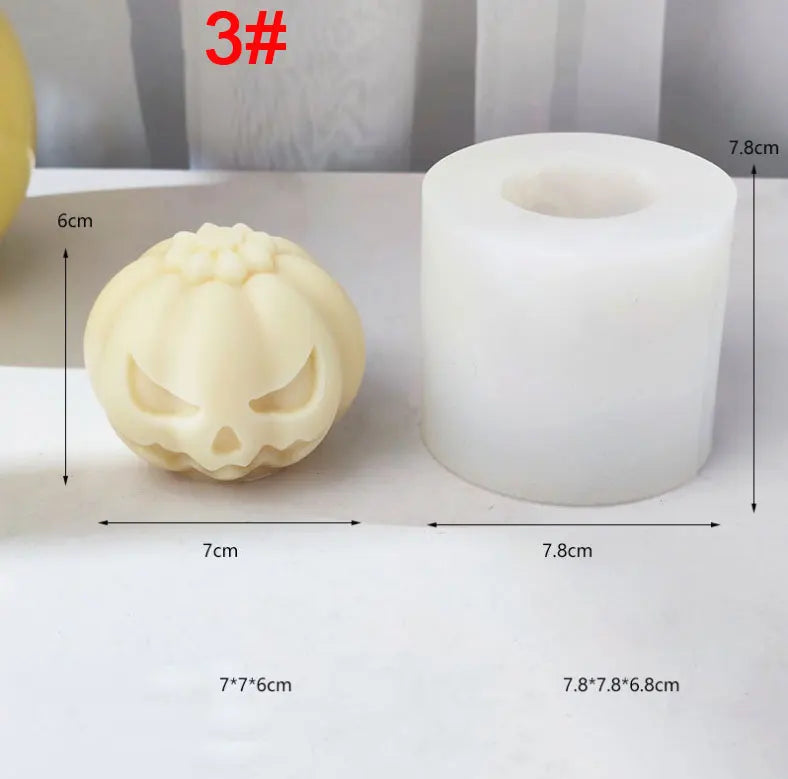 Halloween Devil Pumpkin Head Silicone Candle Mould