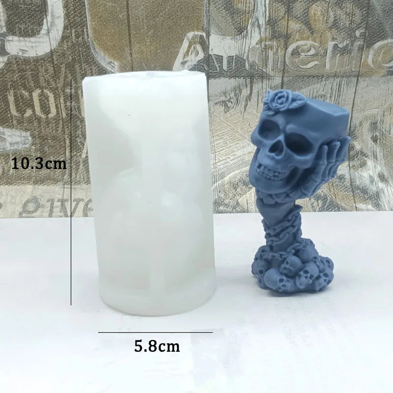 Halloween Skull Rose Candle Mold