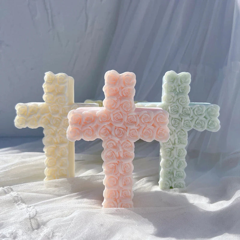 Rose Cross Candle Mold