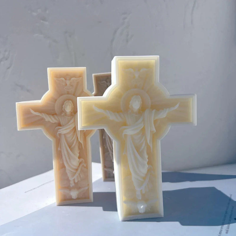 Jesus Statue Cross Candle Mold Silicone