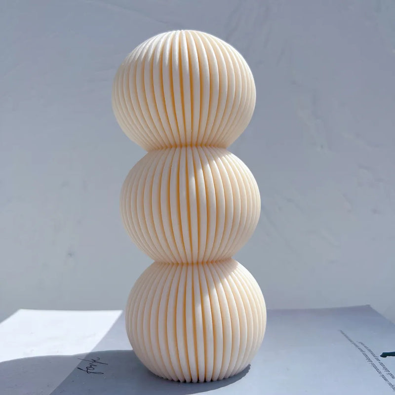 Round Ribbed Pillar Candle Molds