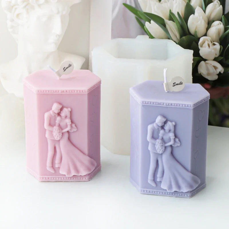 Embossed Married Couple Silicone Candle Mold