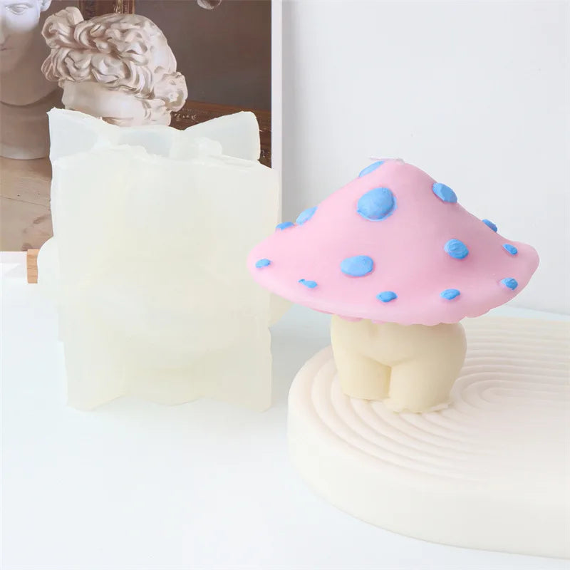 Mushroom Top and Halfbody Bottom Silicone Candle Mold