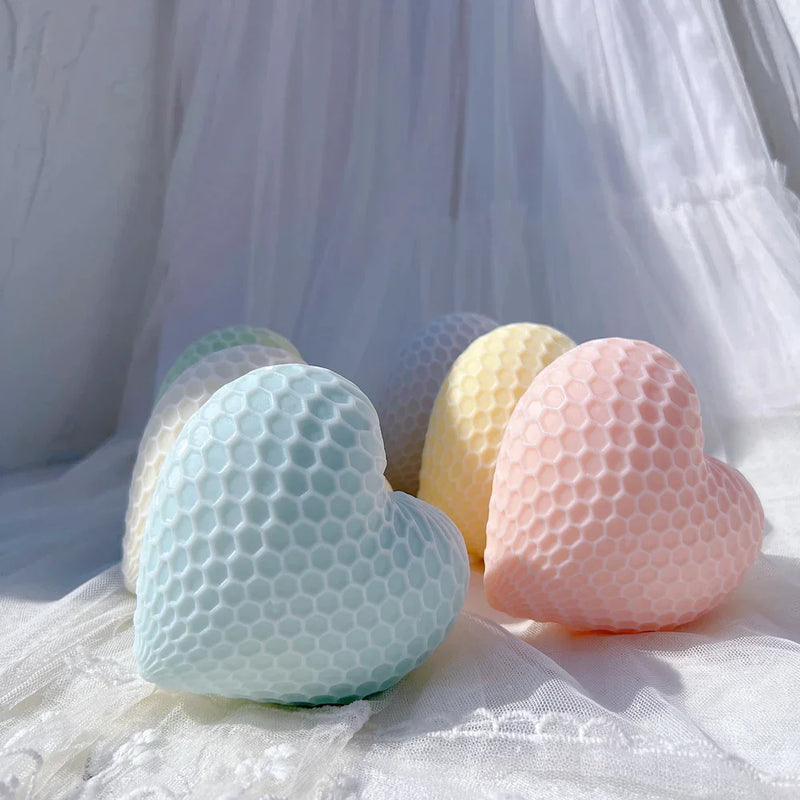 Honeycomb Pattern Heart Shape Candle Mold