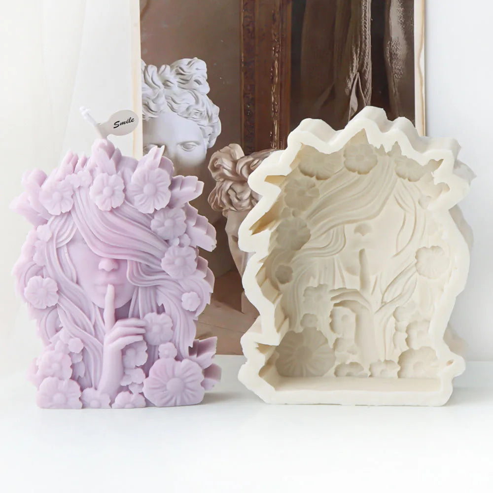 Flower Goddess Portrait Candle Silicone Mold
