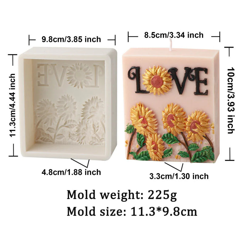 Sunflower Letters Slogan Candle Mold