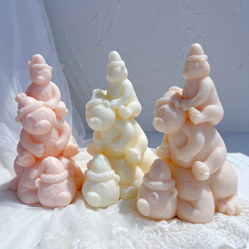 Teddy Bear Christmas Tree Candle Mold