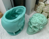 Flower Skull Candle Mold