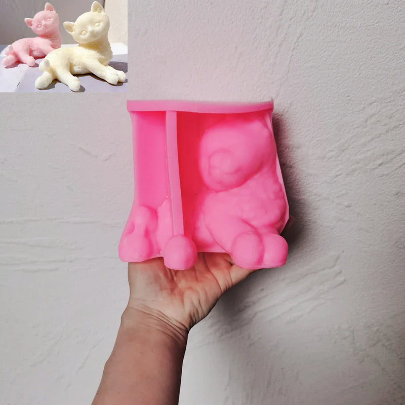 Sitting Cute Cat Silicone Candle Mold