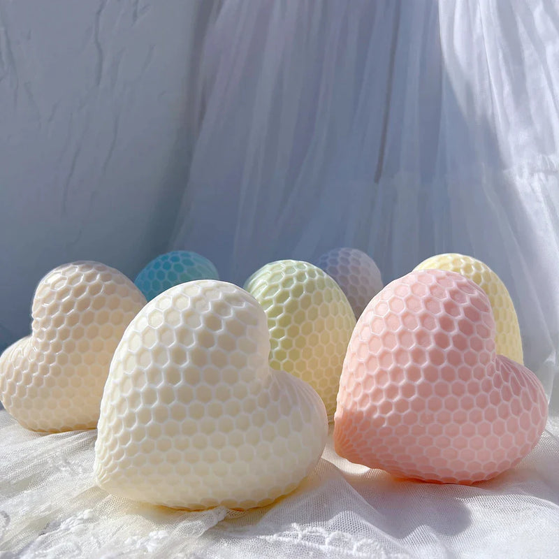 Honeycomb Pattern Heart Shape Candle Mold