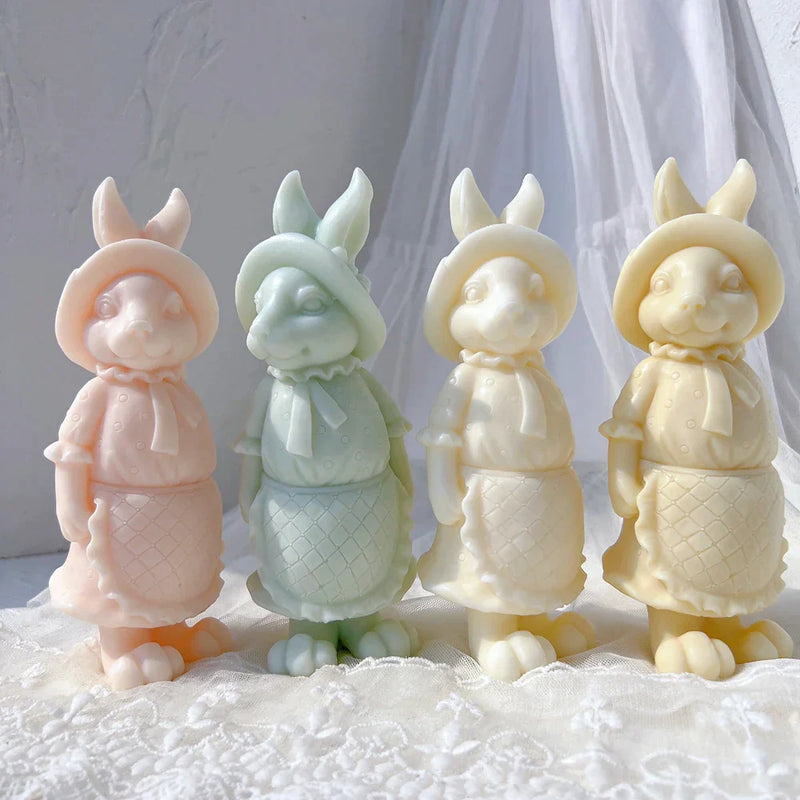 Apron Rabbit Girl Silicone Candle Molds