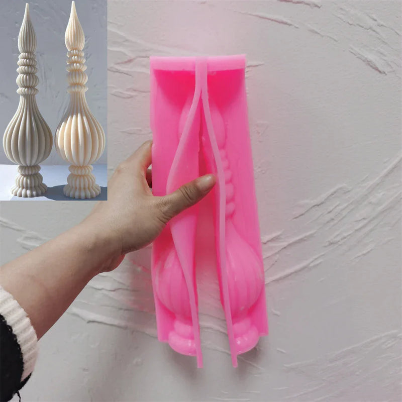 Tall Ribbed Pillar Candle Molds