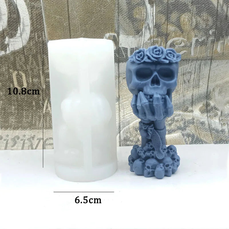 Halloween Skull Rose Candle Mold