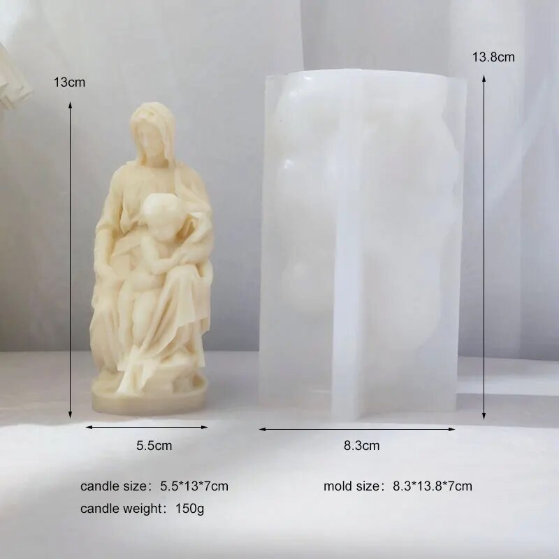 Virgin Mary Mother and Child Soy Wax Candle Mold