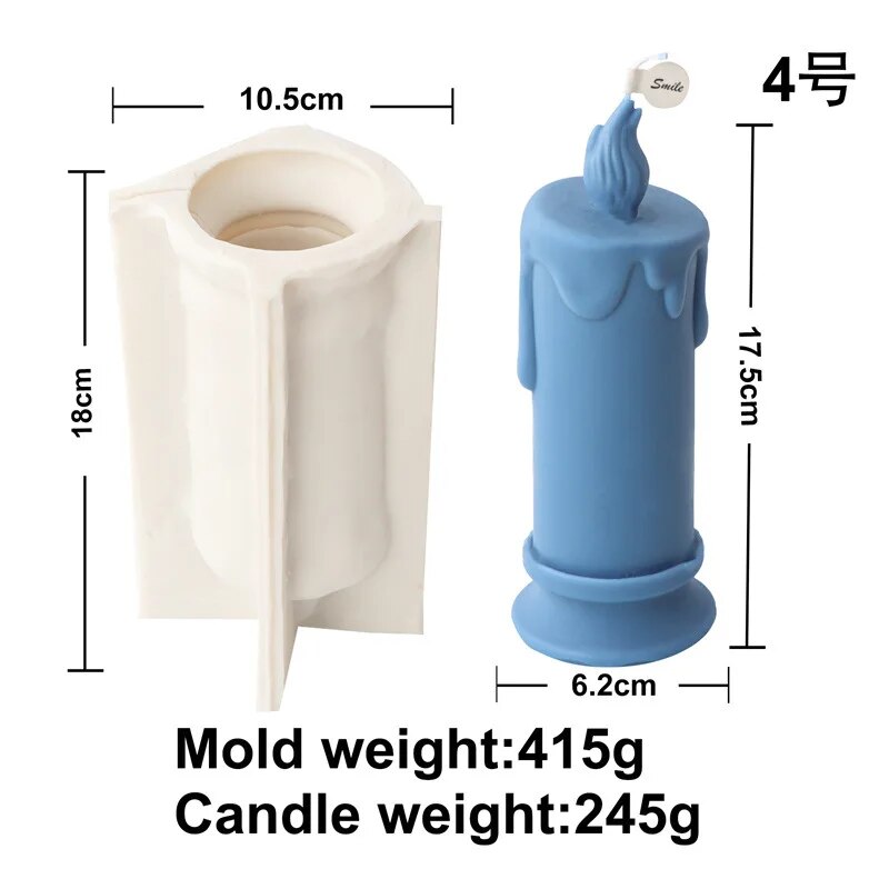 Burning Flame Long Rod Candle Mold