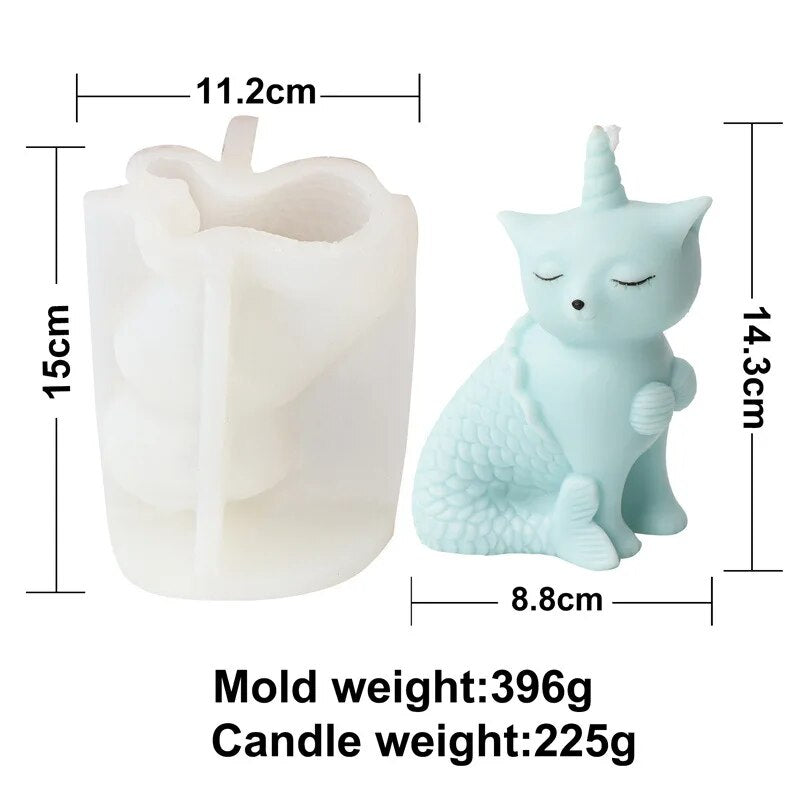 Mermaid Unicorn Cat Candle Mold
