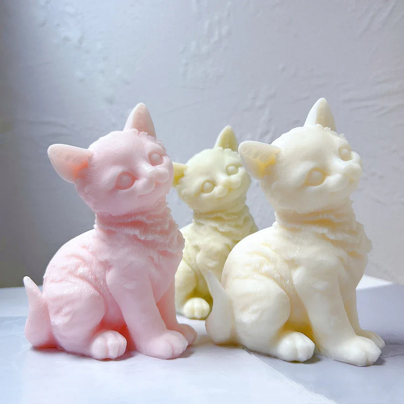 Sitting Cute Cat Silicone Candle Mold