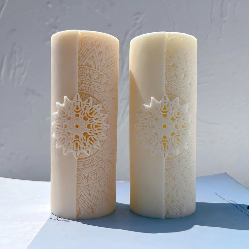 Floral mandala Pillar Candle Molds