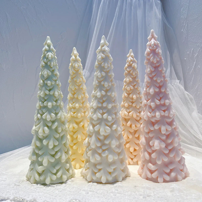 27.2CM Snow Covered Pine Christmas Tree Silicone Candle Mold