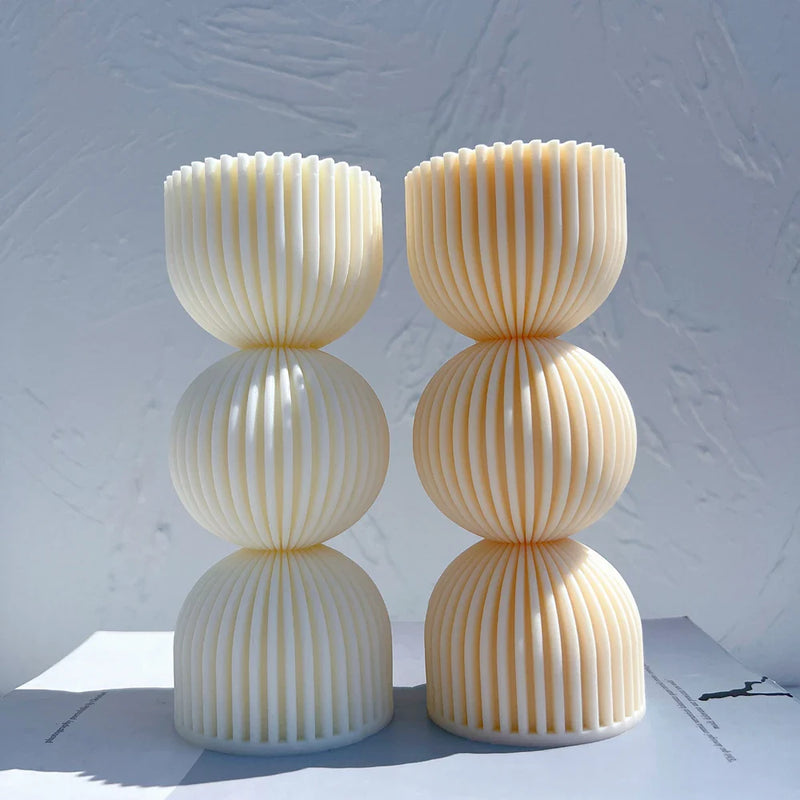 Twist Ribbed Pillar Candle Molds - Geometric Design