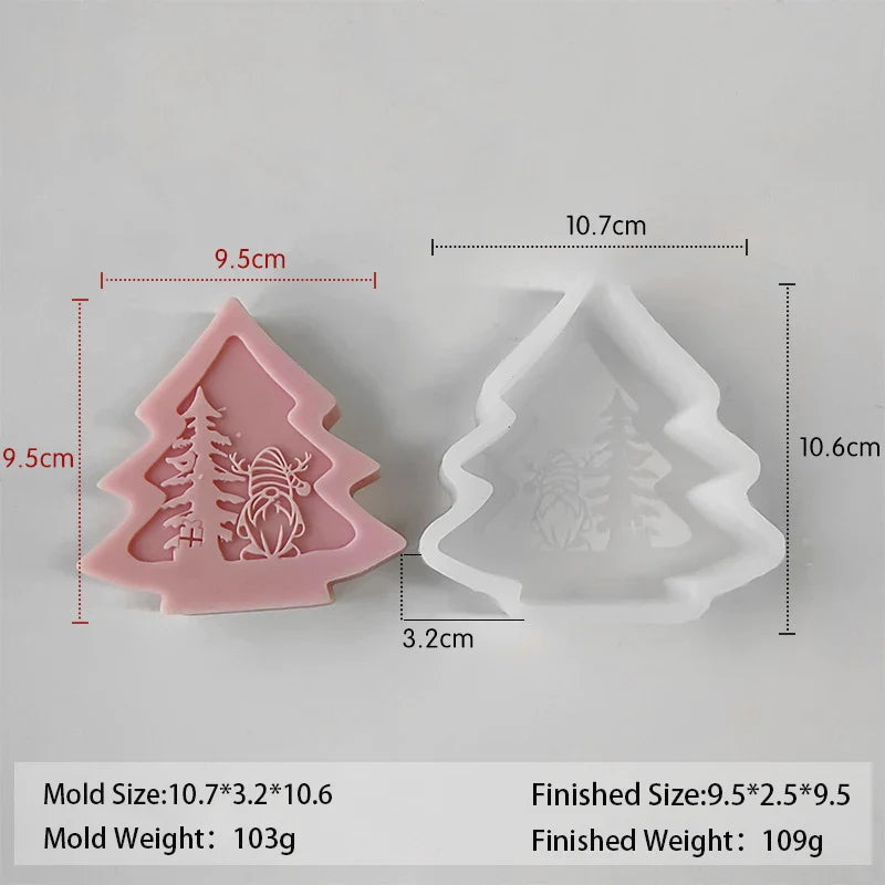 3D Christmas Tree Santa Elk Aromatherapy Silicone Candle Mold