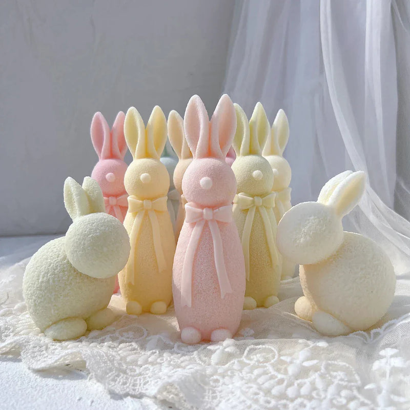 Flocked Rabbit Silicone Candle Molds