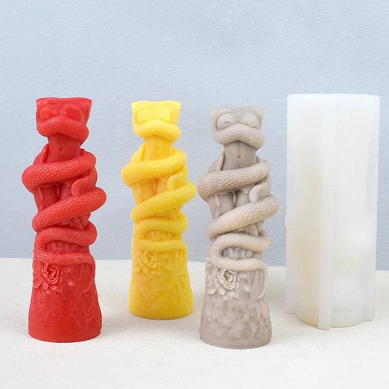 Snake Wrapped Women Body Pillar Silicone Candle Mold