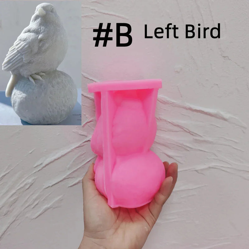 Sitting On Stone Bird Silicone Candle Mold