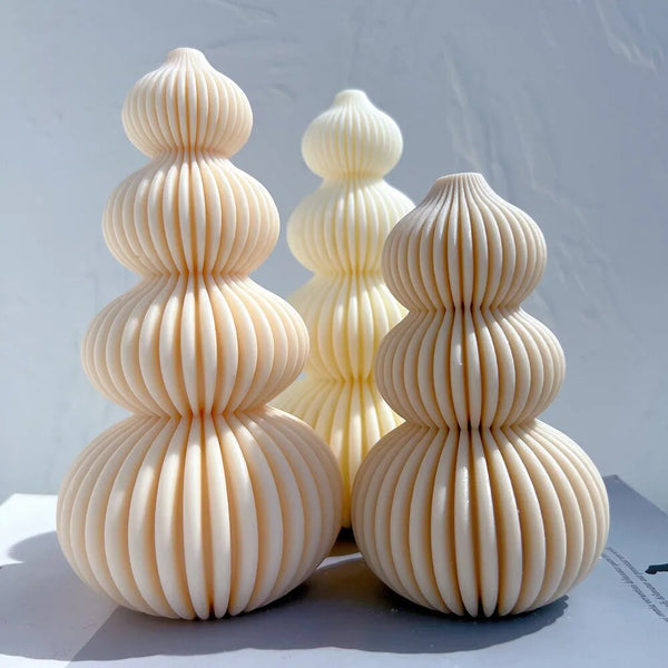 Ball Ribbed Christmas Tree Candle Molds