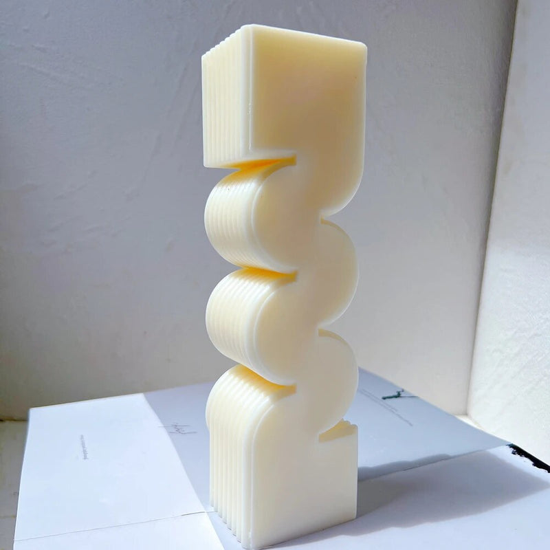 Aesthetic Wave Stripped Pillar S Shape Candle Mold