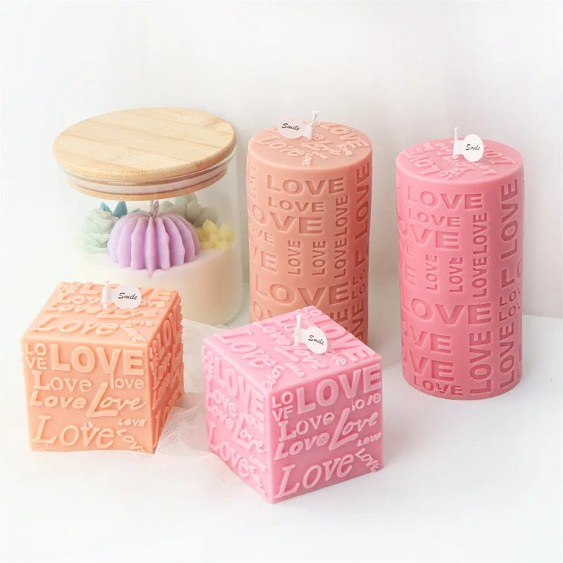 LOVE Cube & Cylindrical Candles Mold