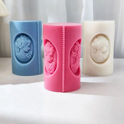 Girl portrait column candle mold
