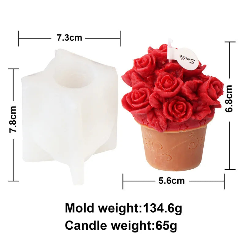 Sunflower and Rose Bouquet Candle Mold