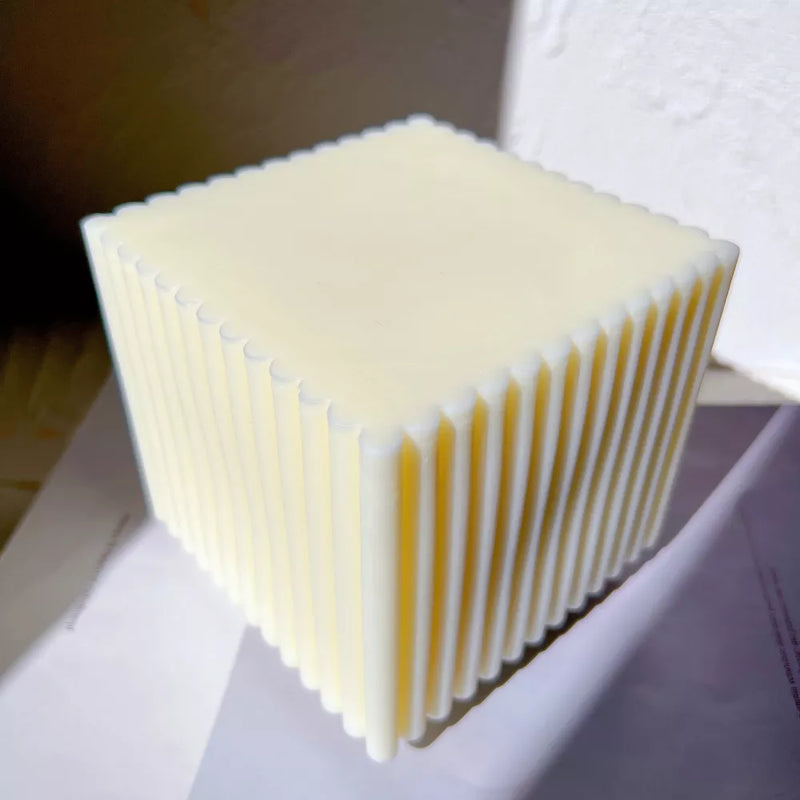 Big Size Ribbed Square Cube Candle Mold