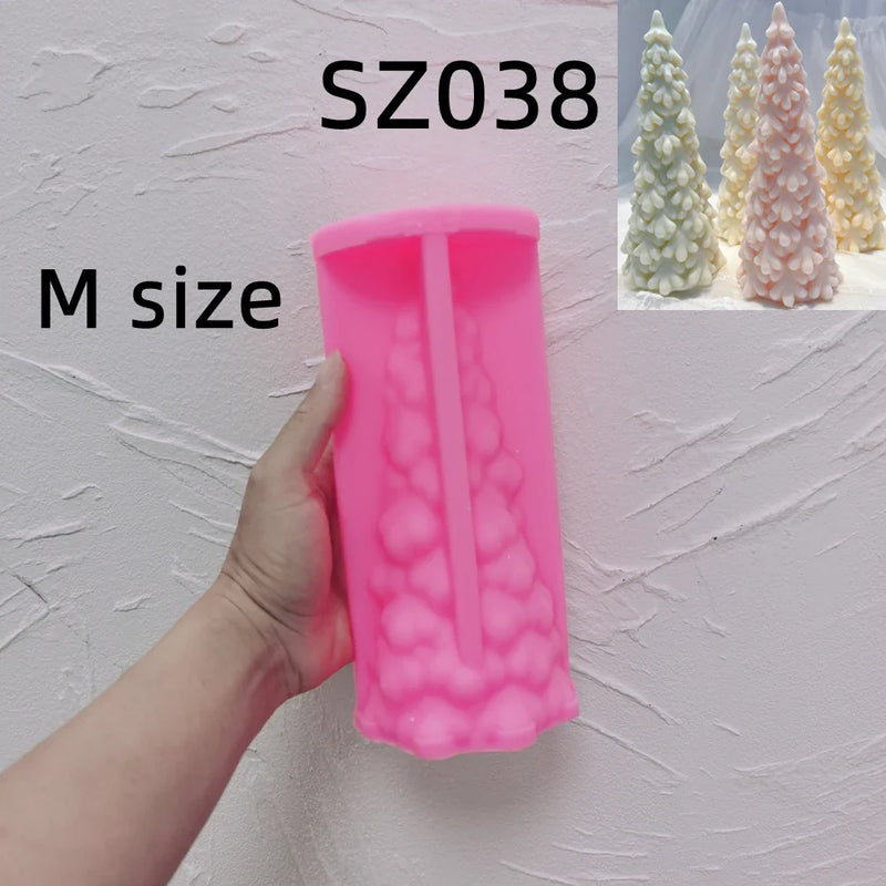 27.2CM Snow Covered Pine Christmas Tree Silicone Candle Mold