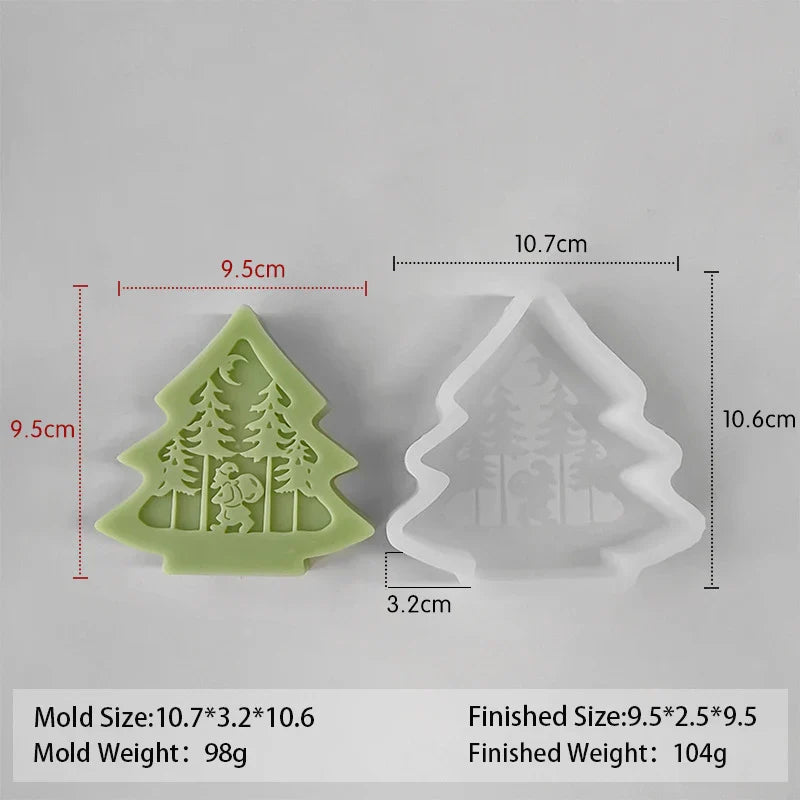 3D Christmas Tree Santa Elk Aromatherapy Silicone Candle Mold