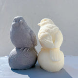 Sitting On Stone Bird Silicone Candle Mold