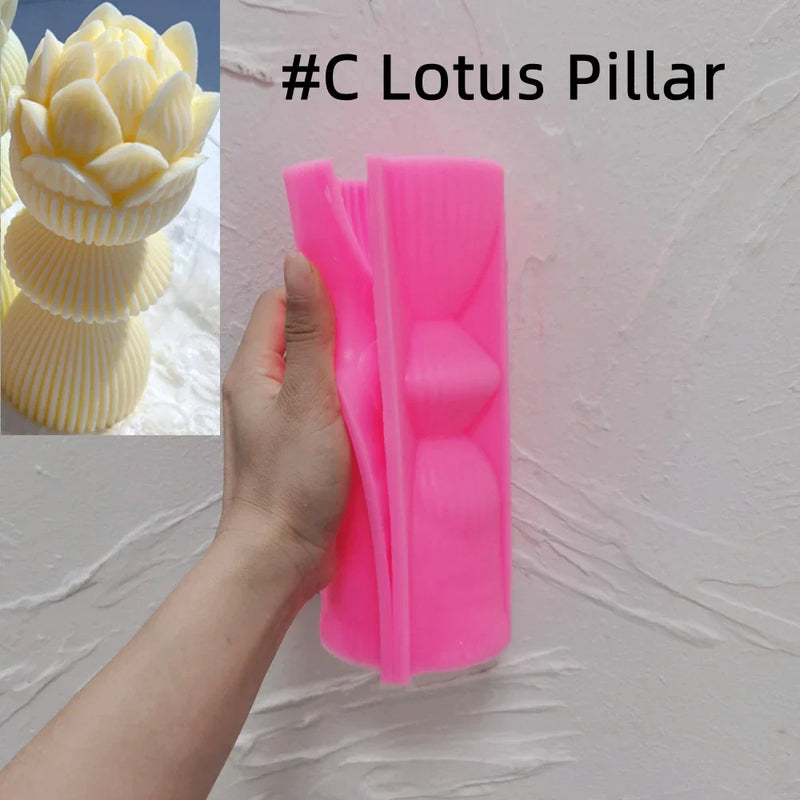 Lotus Flower Ribbed Pillar Candle Mold