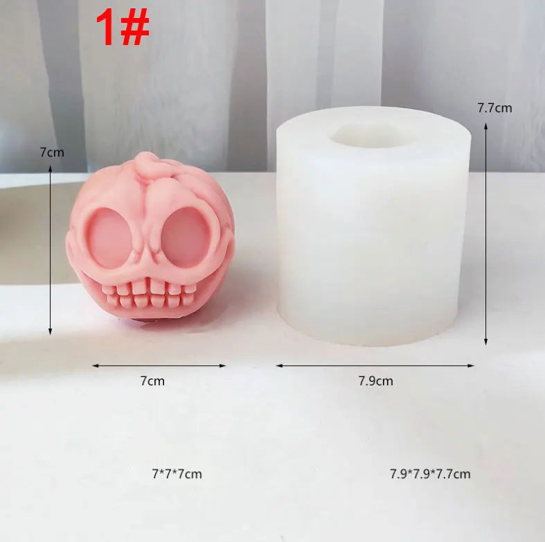 Halloween Devil Pumpkin Head Silicone Candle Mould