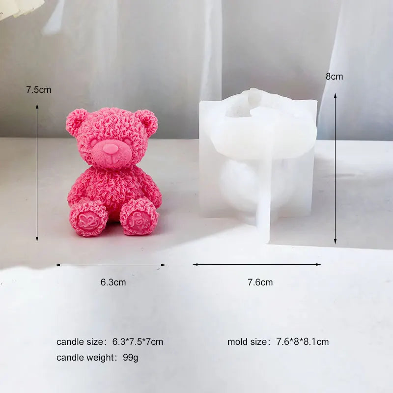 Bear with Bookeh and Heart Silicone Candle Mold