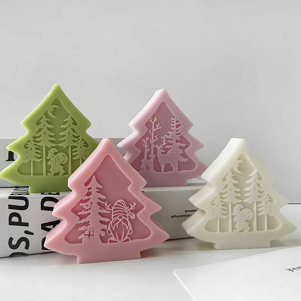 3D Christmas Tree Santa Elk Aromatherapy Silicone Candle Mold