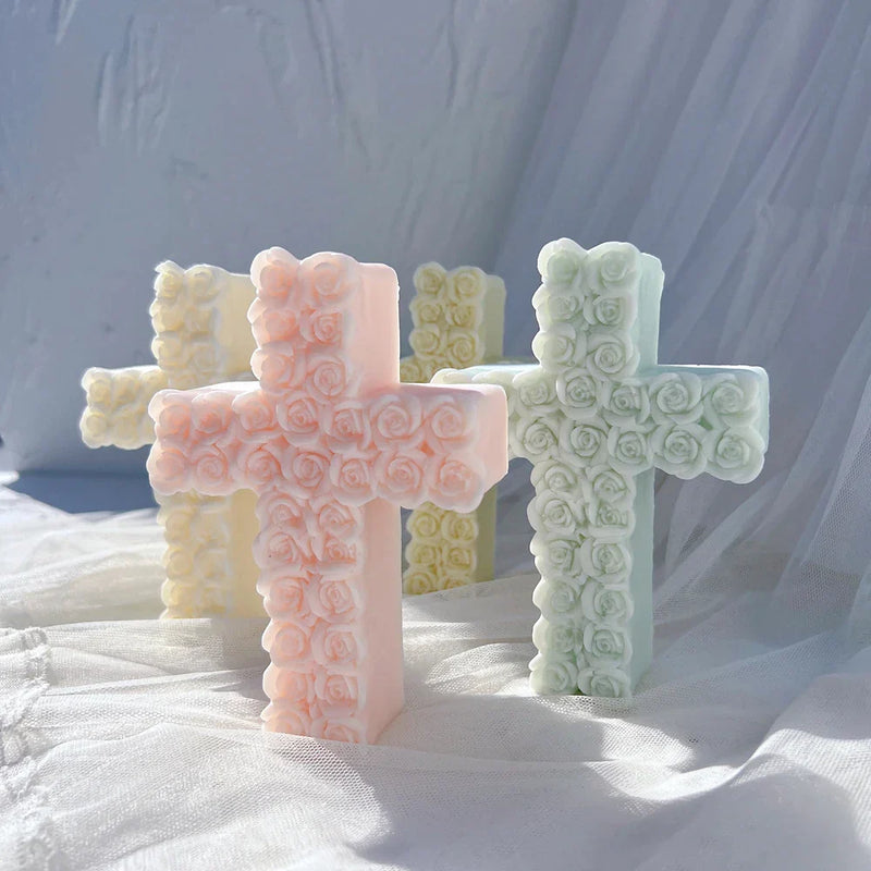 Rose Cross Candle Mold