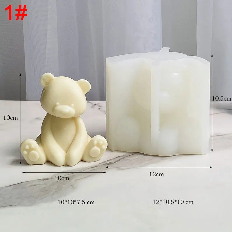 Sitting Bear Candle Silicone Mold