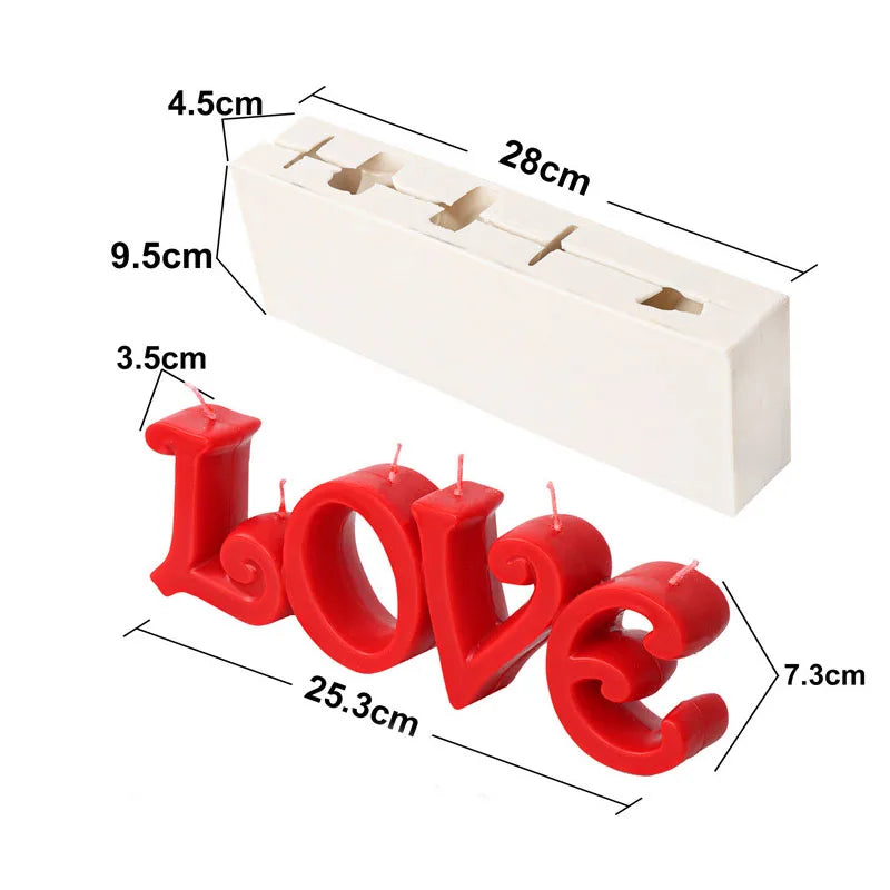 Large Size Love Letters Candle Mold Valentine's Day Decor DIY