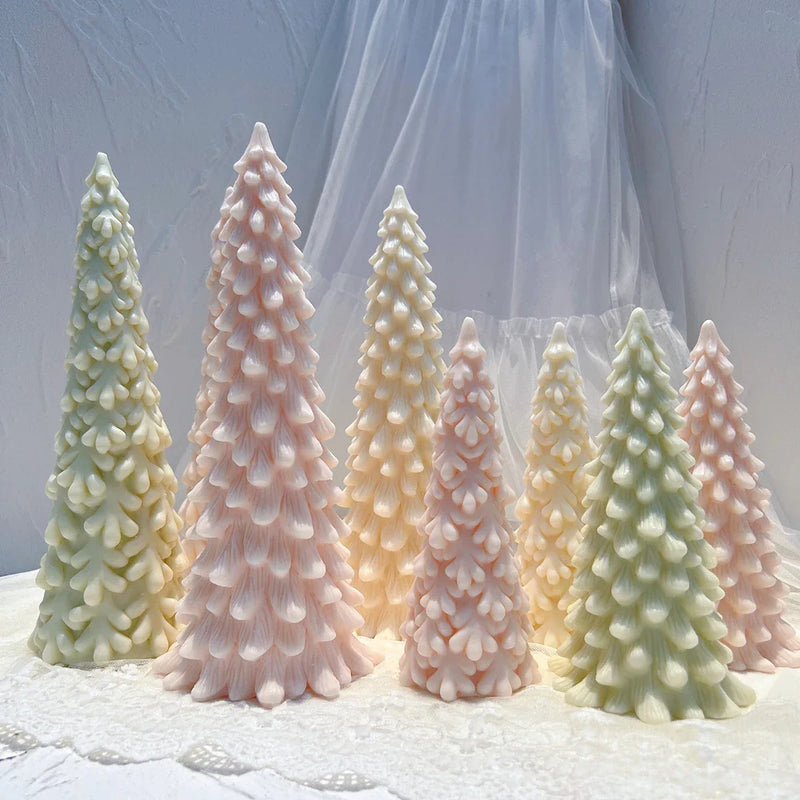 27.2CM Snow Covered Pine Christmas Tree Silicone Candle Mold