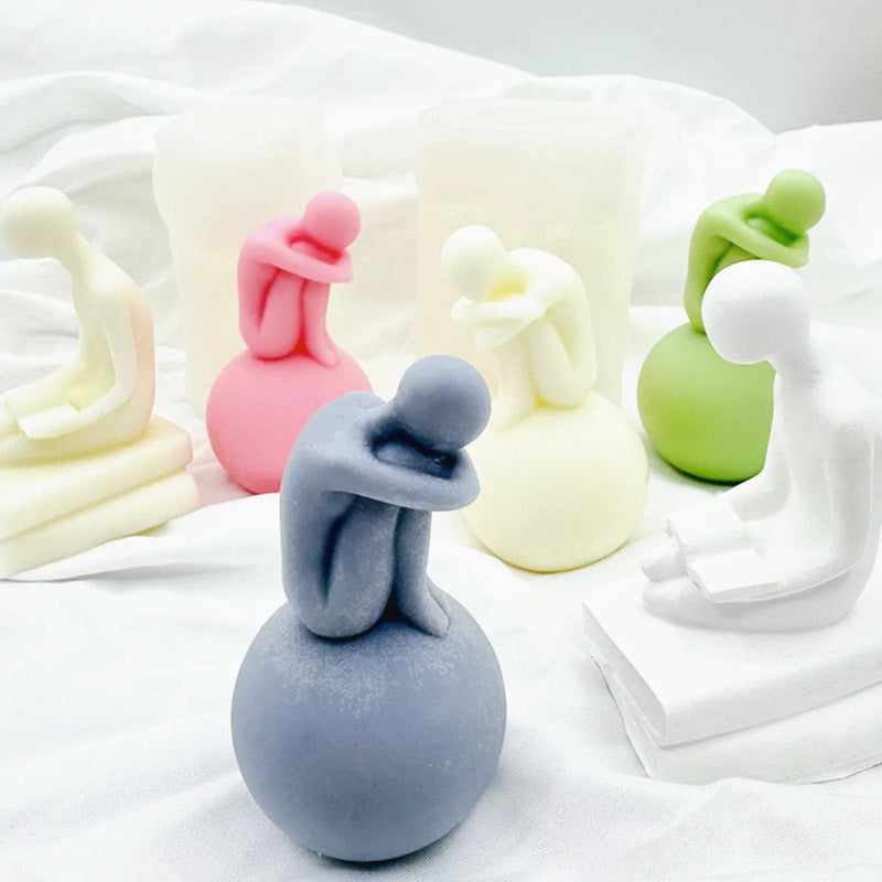 Alone Human Sculpture Candle Mold Silicone