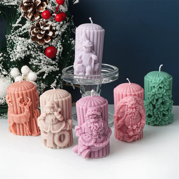 Christmas Cylindrical Candle Silicone Mold