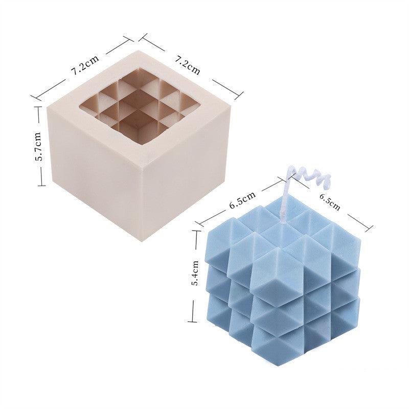 Silicone Square Three-dimensional Geometry Drill Face Rubik's Cube Aromatherapy Gypsum Liquid Silicone Candle Fondant Mold Candles molds