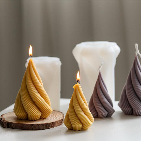 Spiral Cone Silicone Candle Mold, DIY 3D Geometric Candles Molds for Candle Making Candles molds